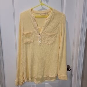 Soft Surroundings Elliana Gauze Pullover Top In Yellow Sunflower Size M